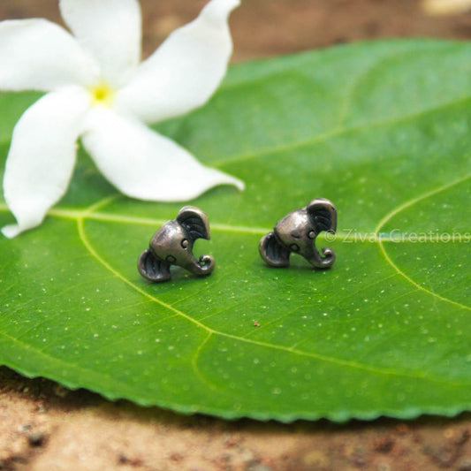 Pure Silver Handcrafted Elephant Stud