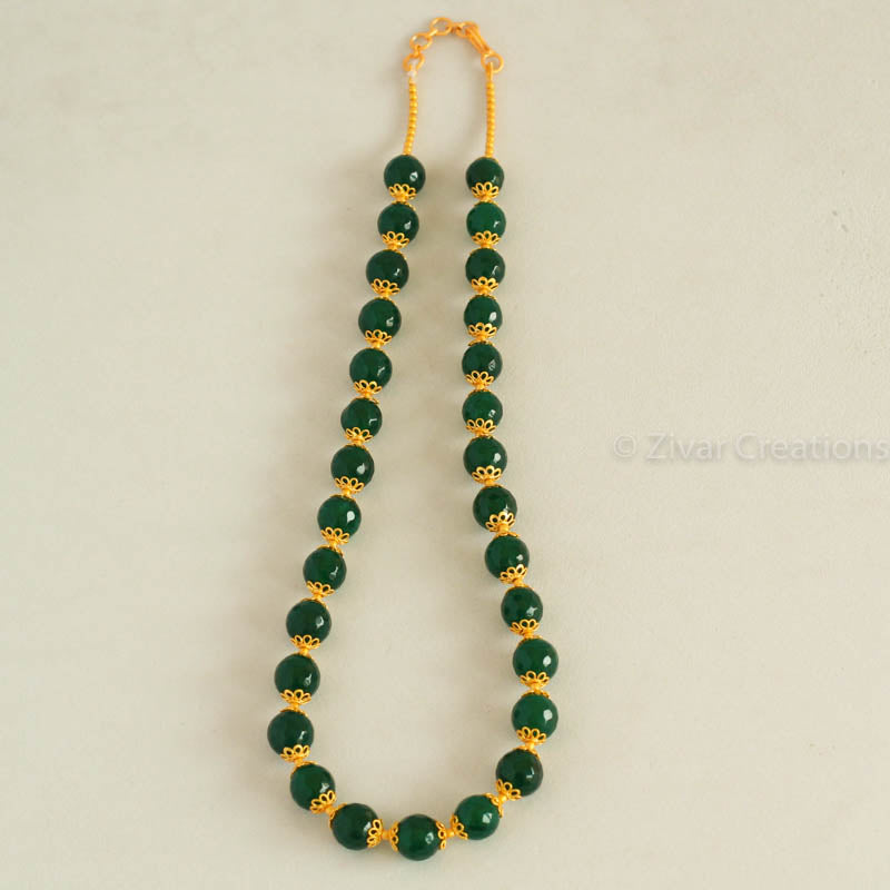 Green Semi Precious Cutting Beads Necklace