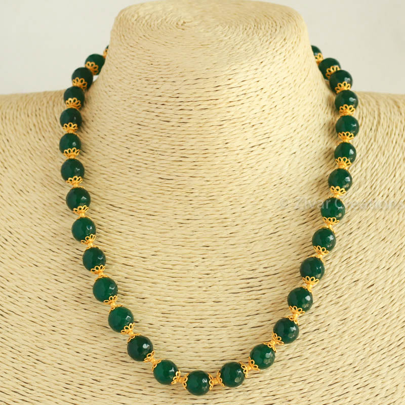 Green Semi Precious Cutting Beads Necklace