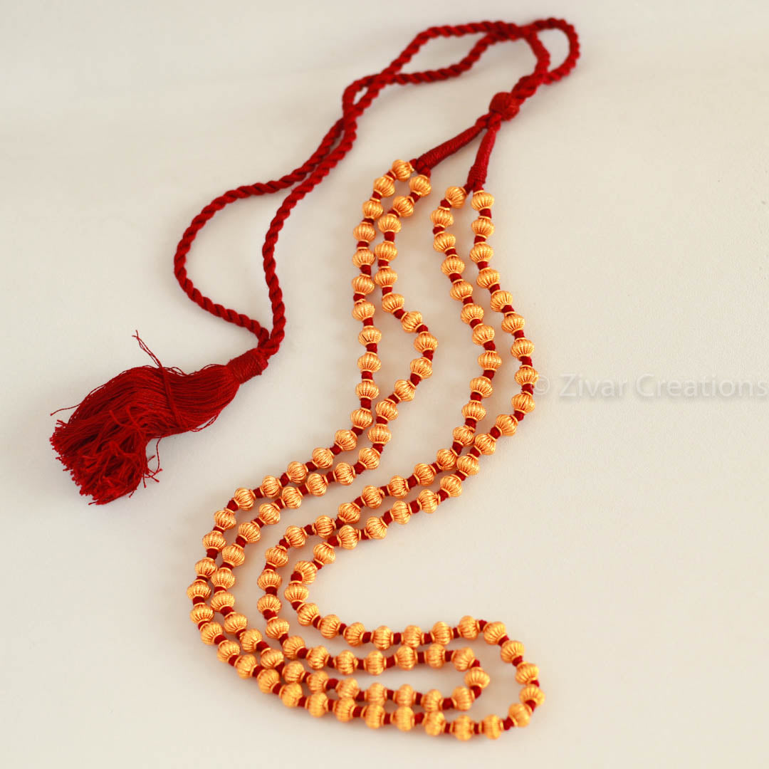 Double line Jomale (maroon thread) Coorg Wedding Necklace
