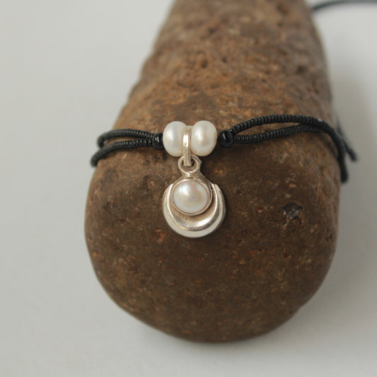 Moon and Pearl Combi Pure Silver Handcrafted Mangalsutra