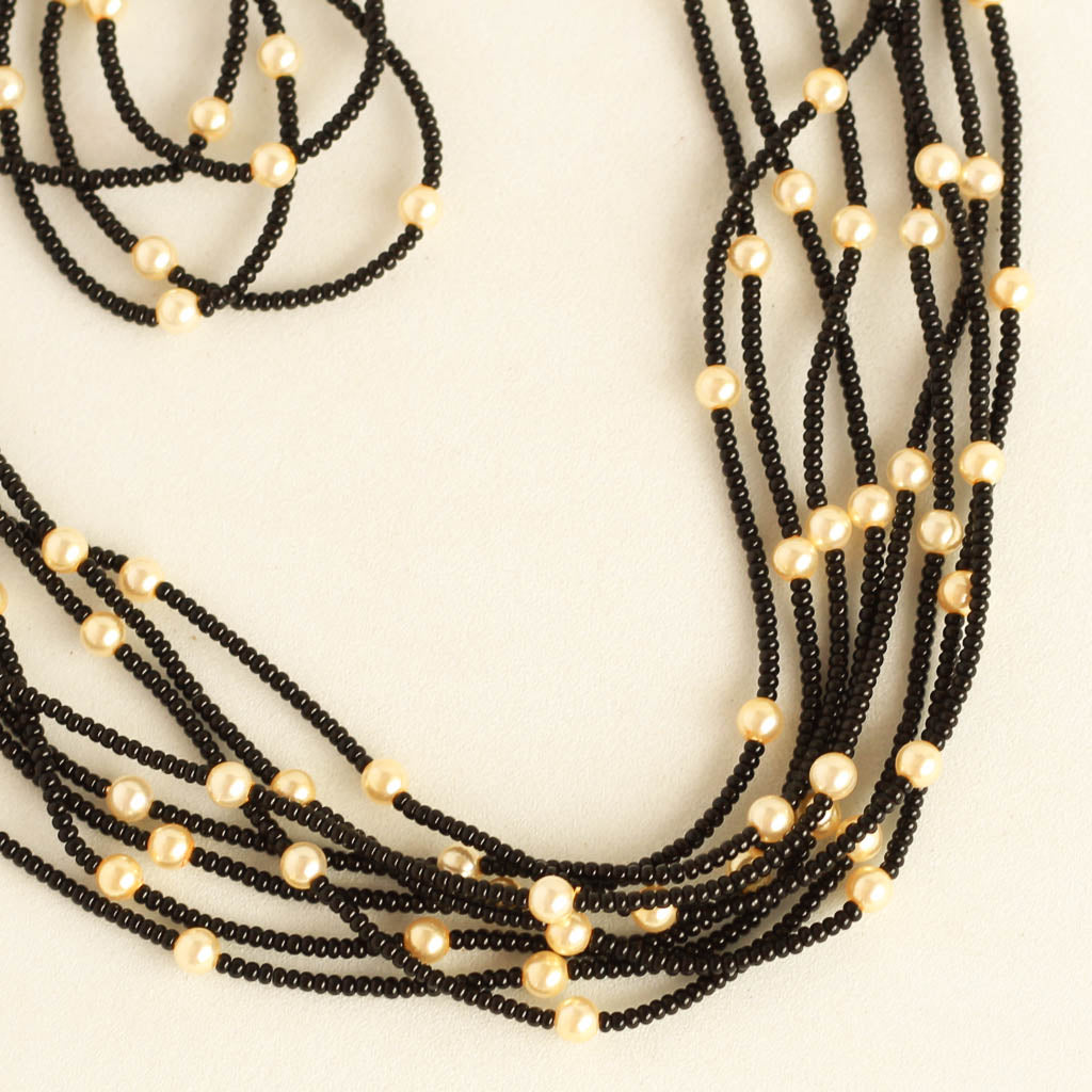 Black Beads And Pearl Long Mangalsutra