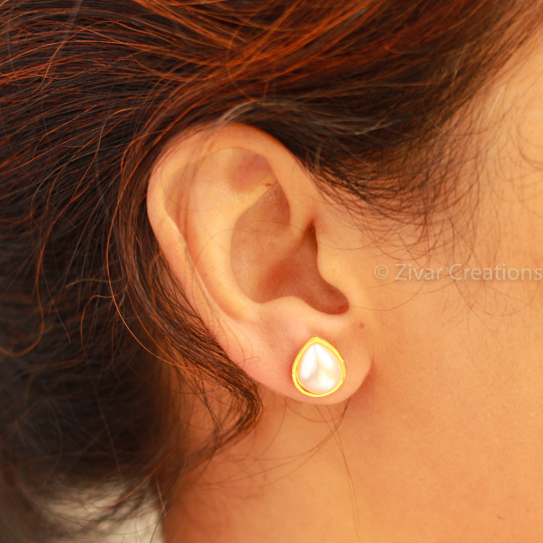 Drop Shape Pearl Stud Earring