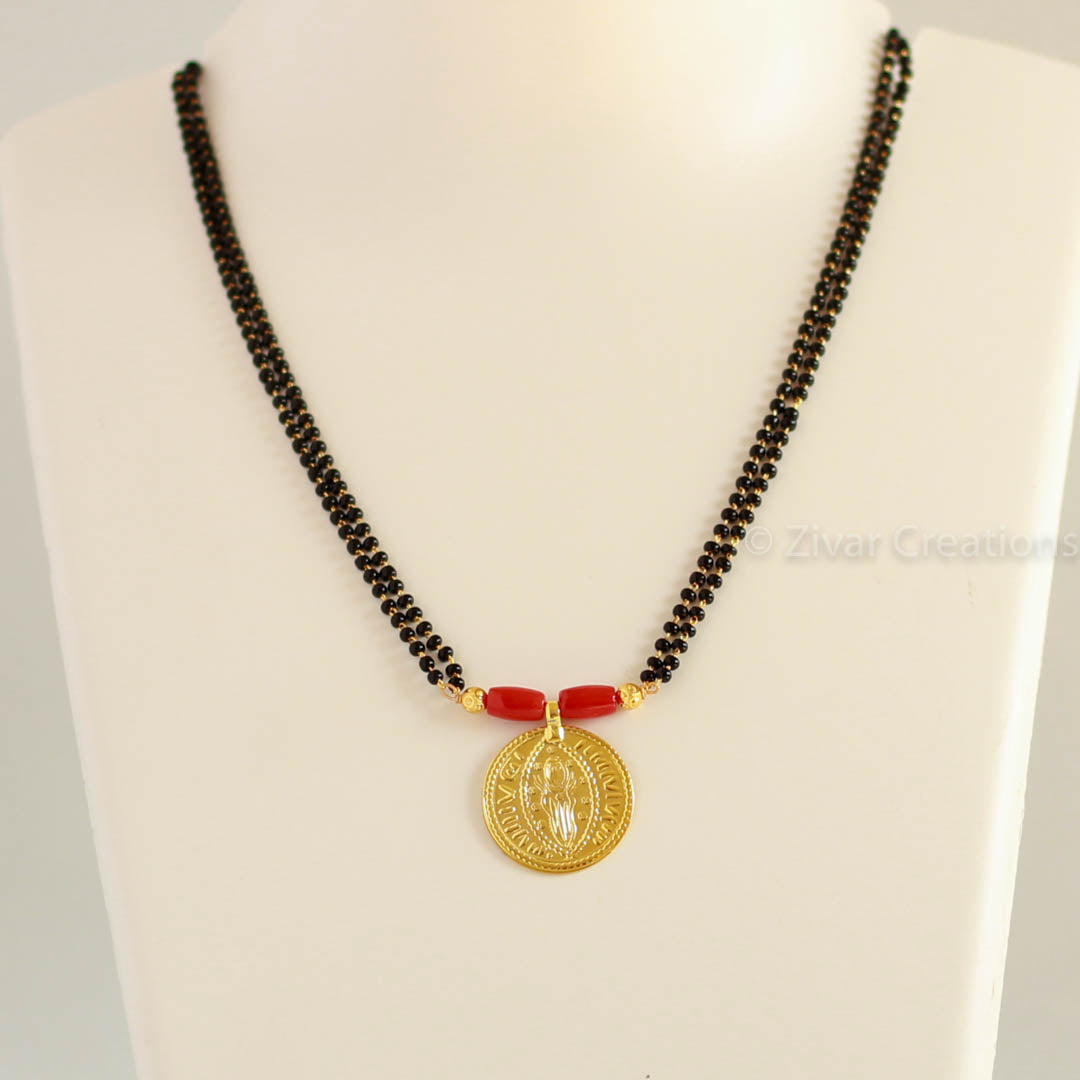 Real Coral Pendant Mangalsutra