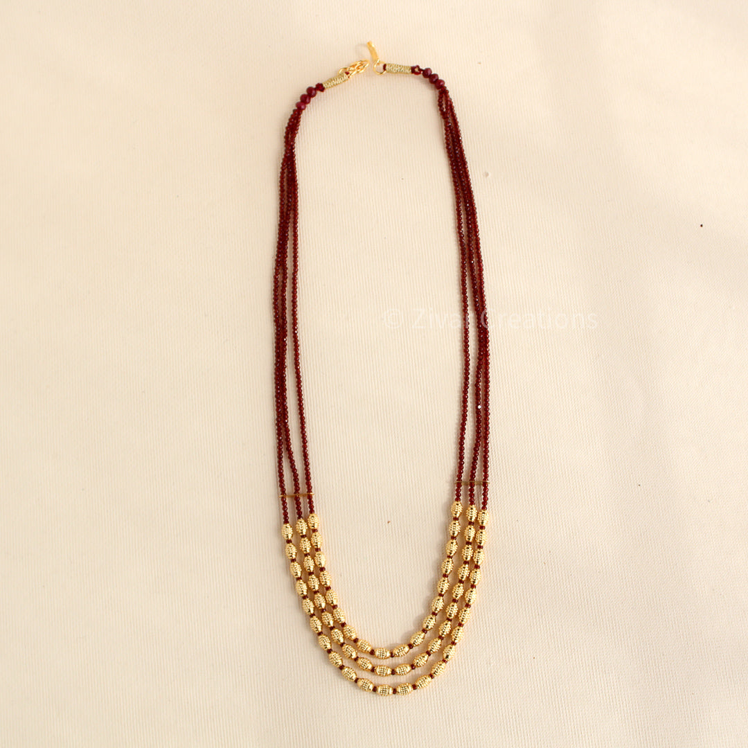 Red Beads Layer Necklace – Zivar Creations - Main Image