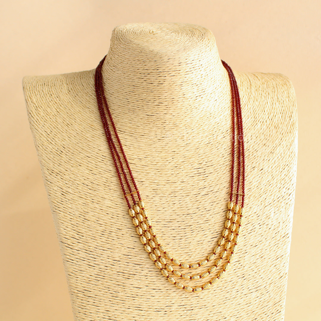 Red Beads Layer Necklace