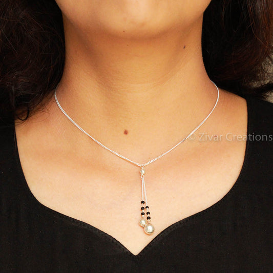 Fancy Pure Silver and Beads Mangalsutra