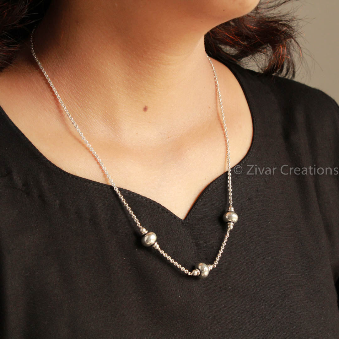 Pure Silver Beads Necklace