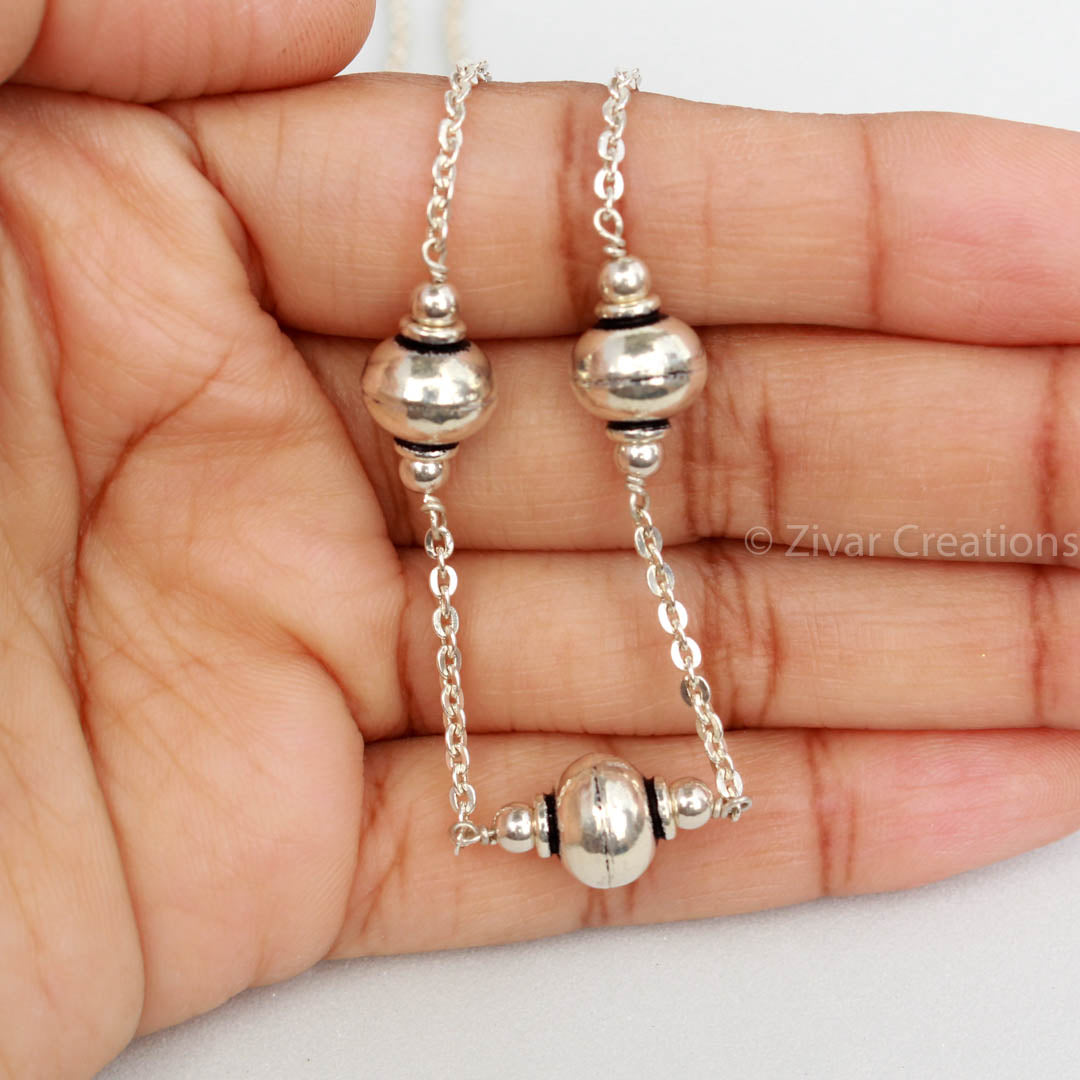 Pure Silver Beads Necklace